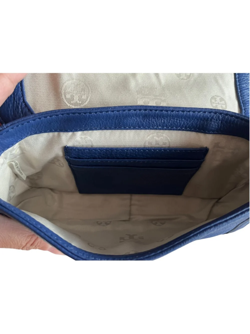 Tory Burch NWT Crossbody Bag LEATHER Indigo Blue AMANDA MINI